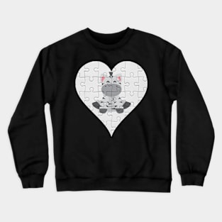 Jigsaw  Zebra Heart Design - Wild Animal Zebra Crewneck Sweatshirt